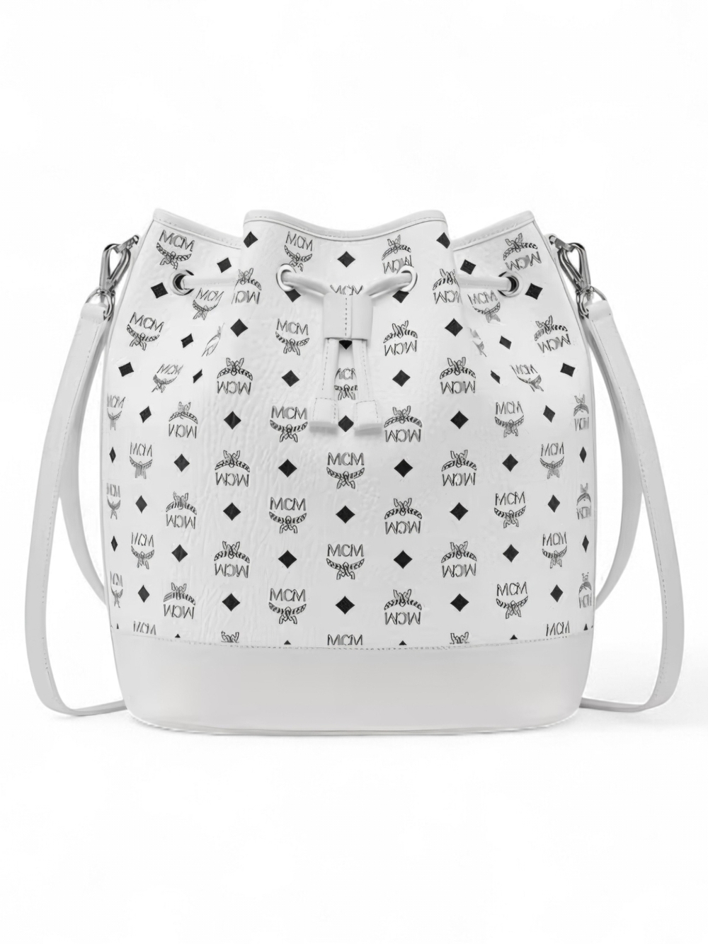 MCM White Visetos Bucket Bag - Picture 5 of 6